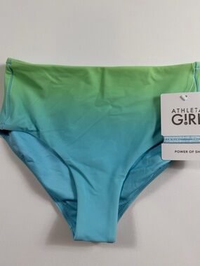 Athleta Girl High Rise Ombre Bikini Bottom Size 12 NWT UPF 40 Quick Dry Swim